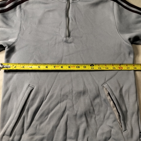 adidas Gray Half-Zip Pindot Sweatshirt  with Black Stripes. - Picture 4 of 15